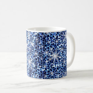 Caneca De Café Blue Cheetah Sparkles Coffee Mug