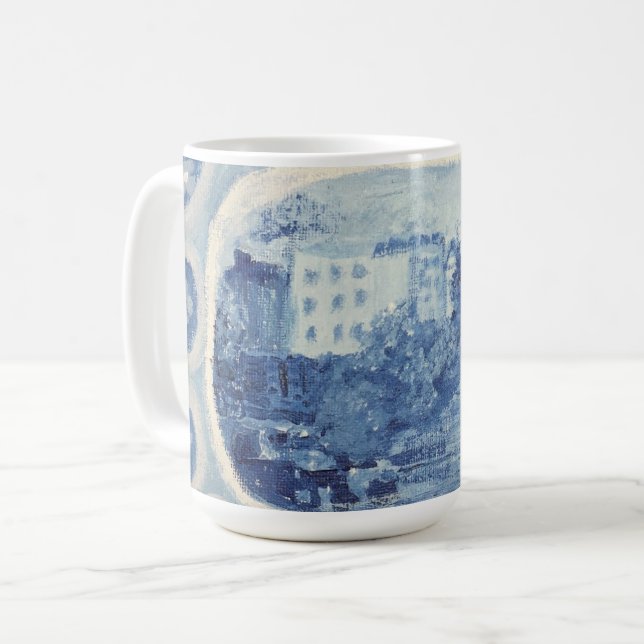 Caneca De Café Blue Chinoiserie Bone China Mug (Frente Esquerda)