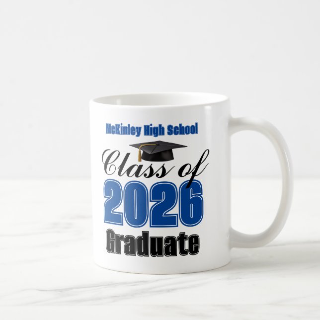 Caneca De Café Blue Class of 2026 Graduation Keepsake (Direita)