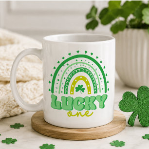 Caneca De Café Blue Clover & Rainbow Lucky One Primeiro Aniversár