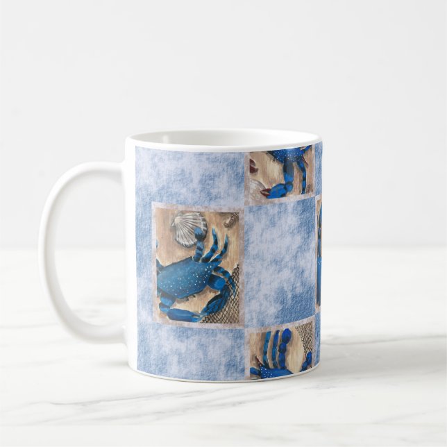 Caneca De Café Blue Crab Pattern Mug (Esquerda)