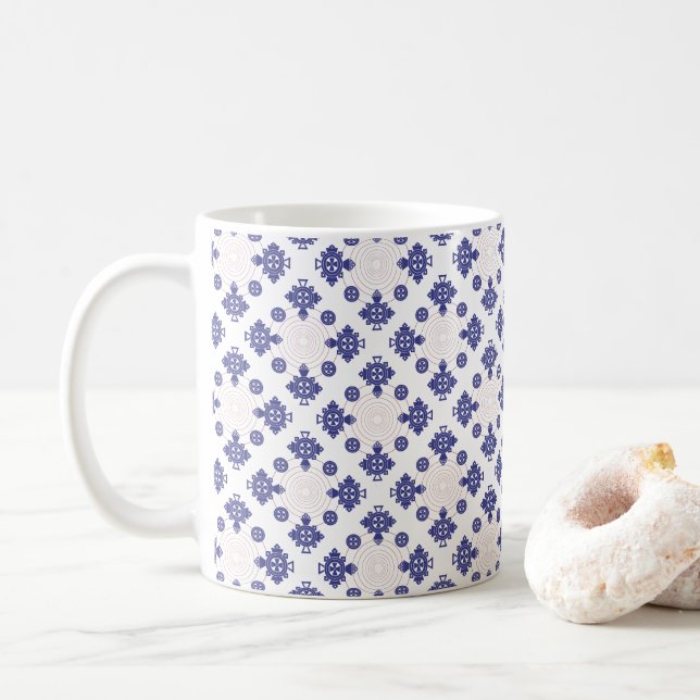 Caneca De Café Blue Cross Pendant Pattern (Com Donut)