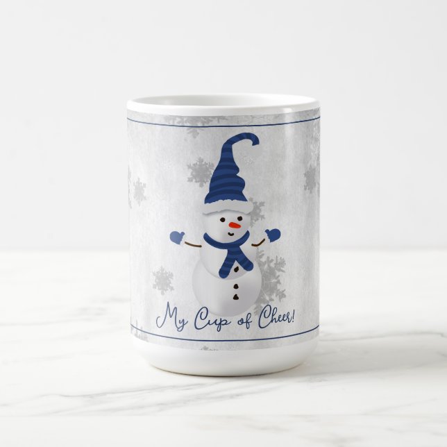 Caneca De Café Blue Cute Snowman Holiday Mug (Centro)