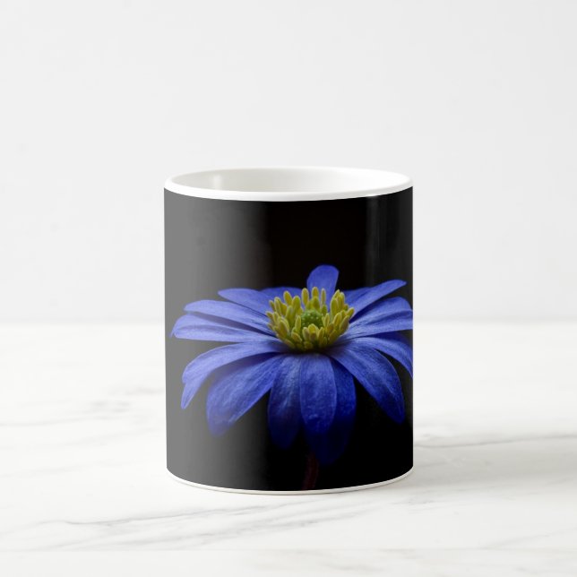 Caneca De Café Blue Daisy Gerbera Flower em preto (Centro)