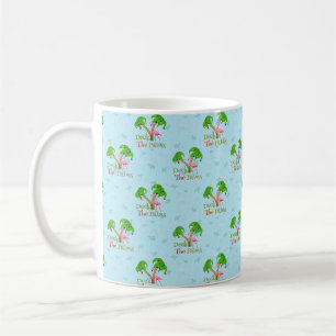 Caneca De Café Blue Deck Os Palms Tropicais De Natal Flami