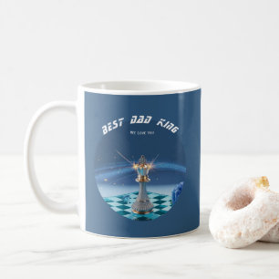 Caneca De Café Blue Diamond Metálico Rei Xadrez Dia dos Pais 