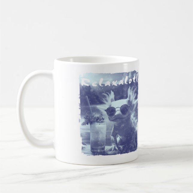 Caneca De Café Blue Distressed Relaxalotl Axolotl (Esquerda)