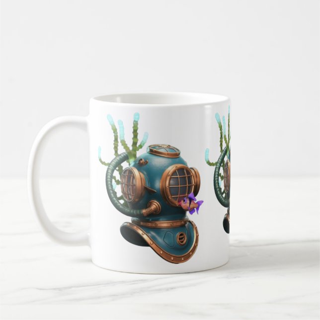 Caneca De Café Blue Diving Helmet Character with Starfish (Esquerda)