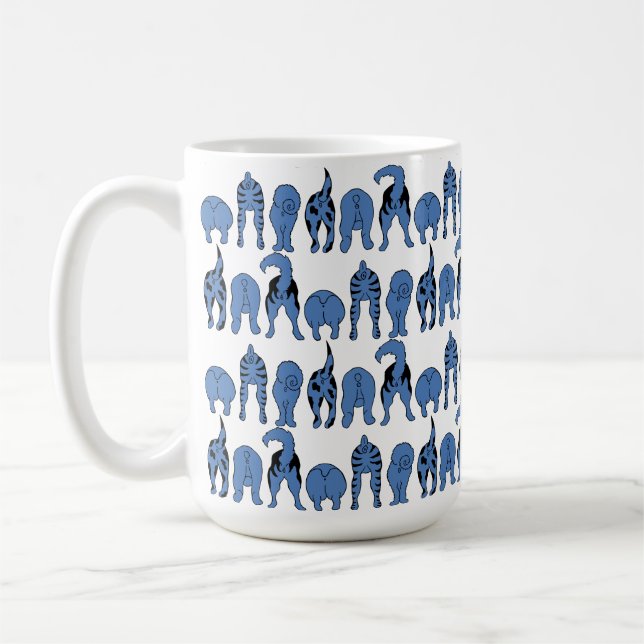 Caneca De Café Blue Dog Butts Pattern (Esquerda)