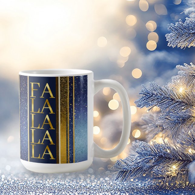 Caneca De Café Blue Dourado Natal Fa La Pattern#27 ID1009 (Criador carregado)