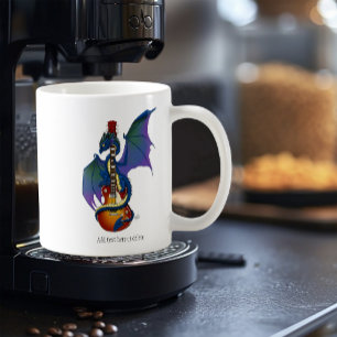 Caneca De Café Blue Dragon Sunburst Guitar Music