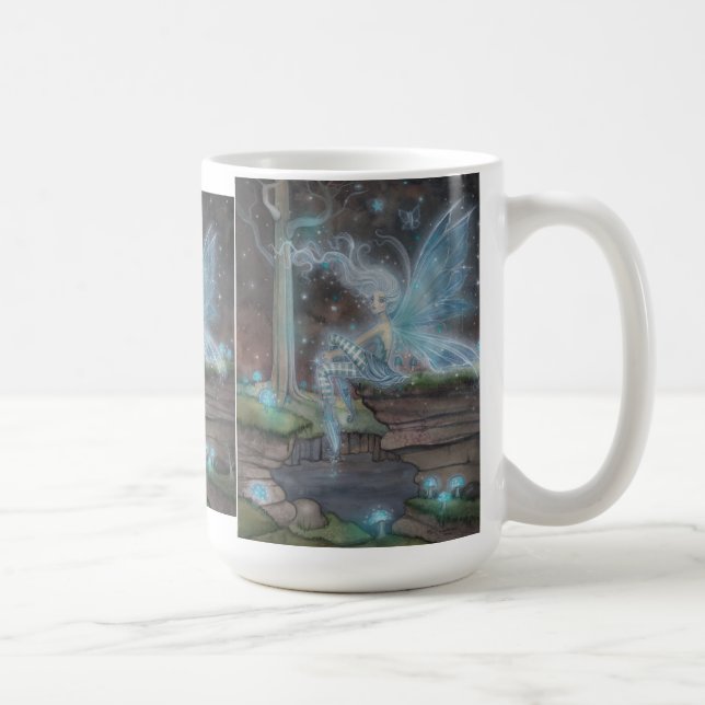 Caneca De Café Blue Ember Fairy Fantasy Art Mug de Molly Harrison (Direita)