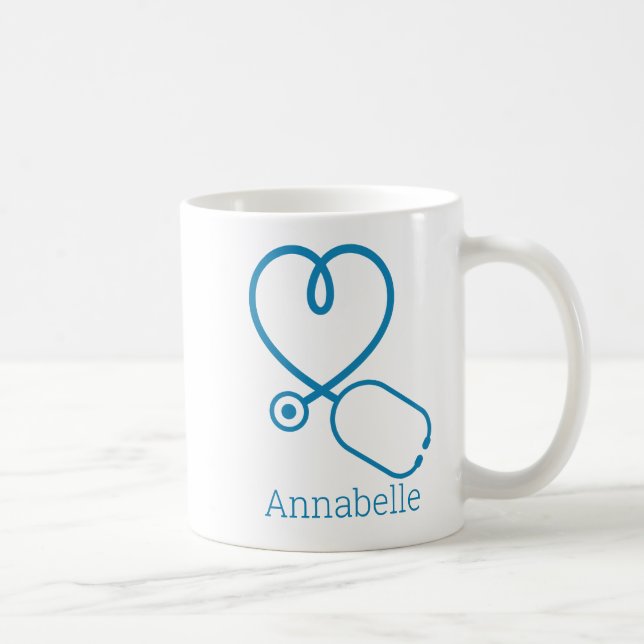 Caneca De Café Blue ER Nurse Medical Assistant Love Personalizado (Direita)