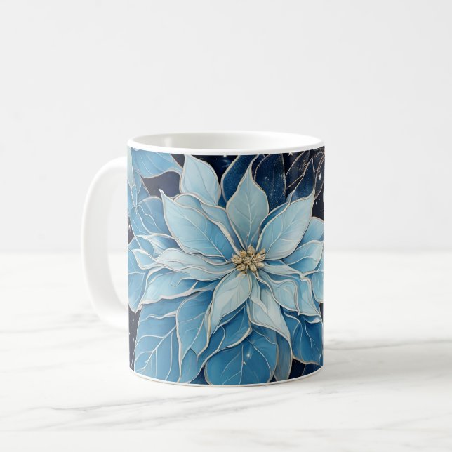 Caneca De Café Blue Fantasy Poinsettia (Frente Esquerda)