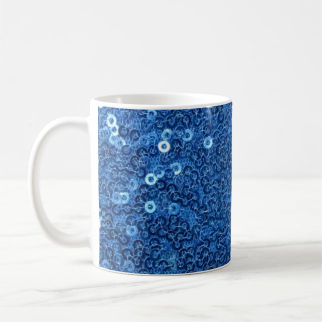 Caneca De Café Blue Faux Sequin Coffee Mug (Esquerda)