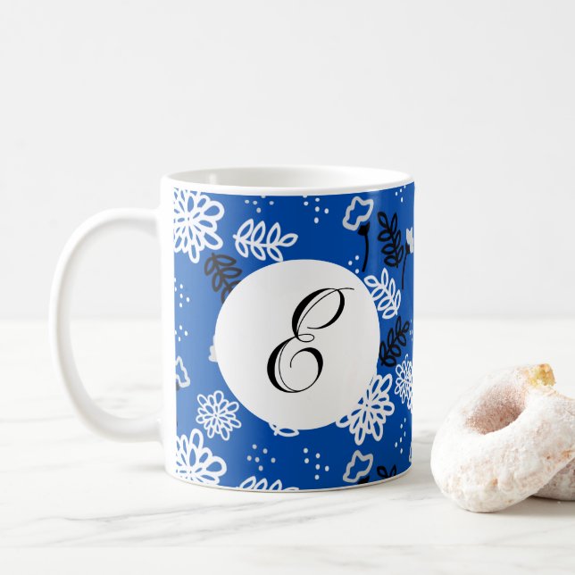 Caneca De Café Blue field flowers (Com Donut)