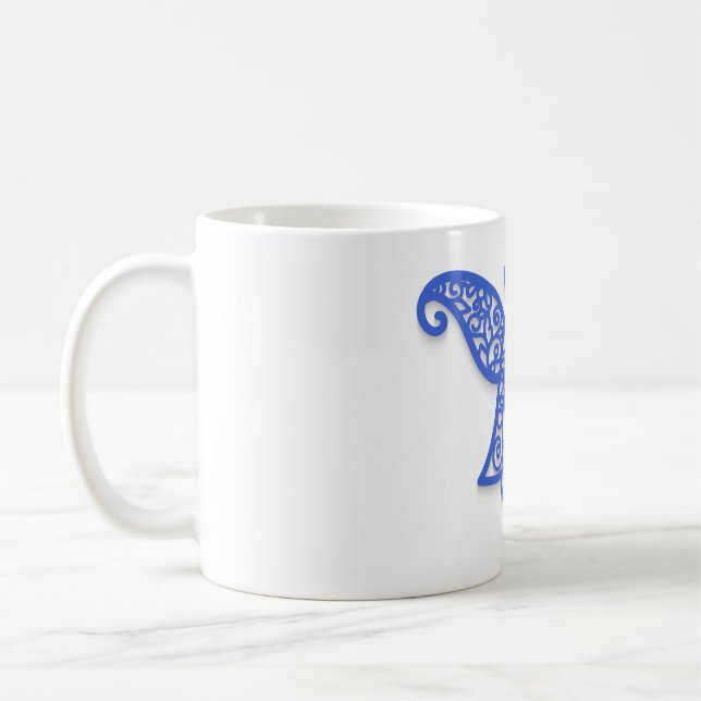 Caneca De Café Blue Filigree Angel Silhouette Ornate Lace (Esquerda)