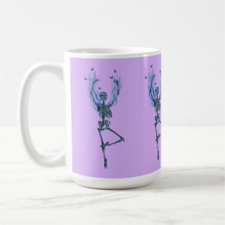 Caneca De Café Blue Flames Ballerina Dancing Skeleton Art Purple