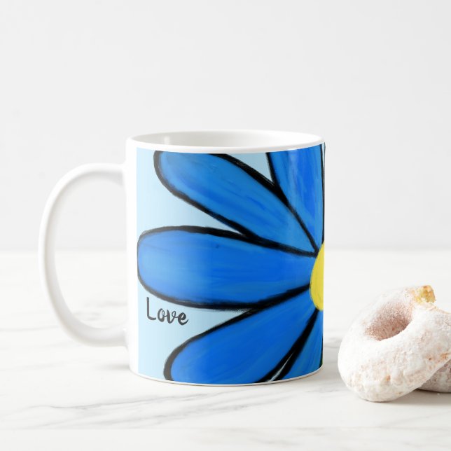 Caneca De Café Blue Floral Love Personalizado Blue Mugs (Com Donut)