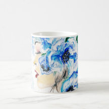 Blue Floral Womy Coffee Mug