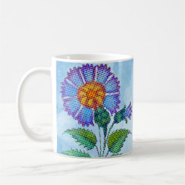 Caneca De Café Blue Flower Halftone on Blue Fine Art