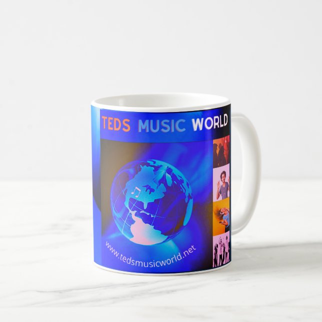 Caneca De Café Blue Globe Music World Coffee Mug (Frente Esquerda)