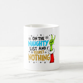 Caneca De Café Blue & Gold Naughty List Christmas Creature Design