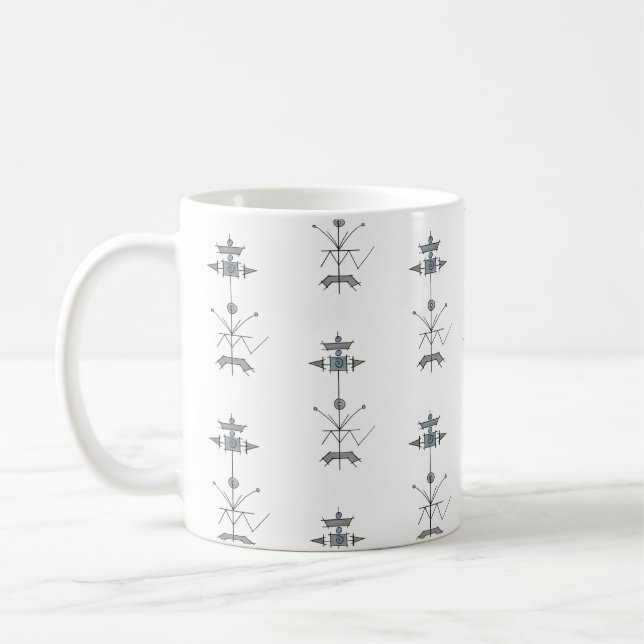 Caneca De Café Blue Gray Green Geometric (Esquerda)