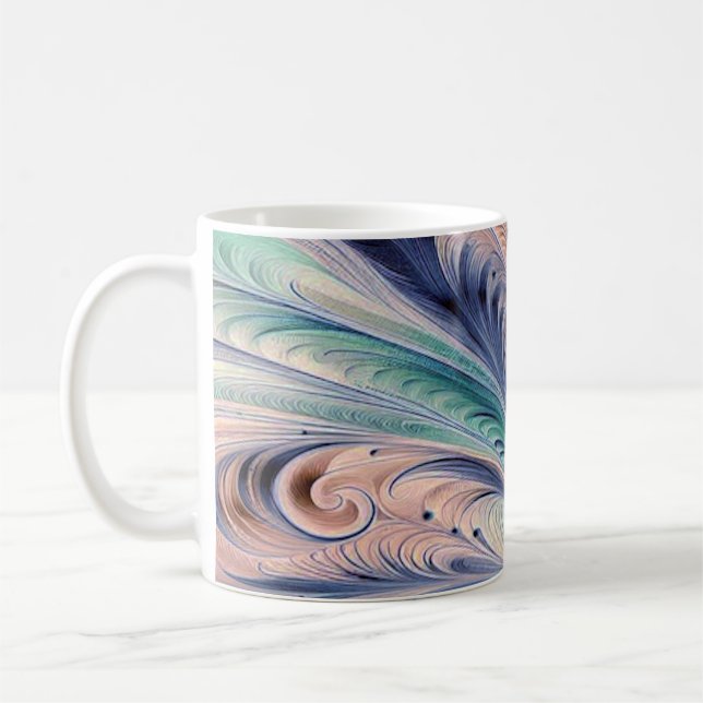 Caneca De Café  blue, green, and peach marbling (Esquerda)
