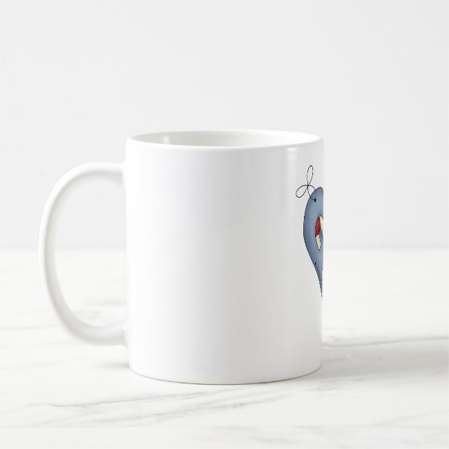 Caneca De Café Blue Heart with Candy Canes Country Christmas (Esquerda)