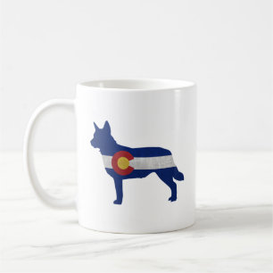 Caneca De Café Blue Heeler Dog Break Silhouette Colorado Flag
