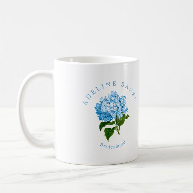 Caneca De Café Blue Hydrangea Grand-millennial Bridesmaid (Esquerda)