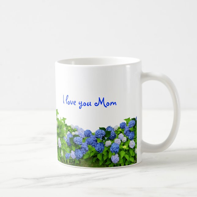 Caneca De Café Blue Hydrangeas Mãe Coffee Mug (Direita)