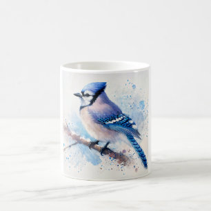 Caneca De Café Blue Jay Perch On Branch Art