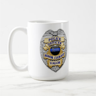 Caneca De Café Blue Line fino - crachá de 5 polícias da