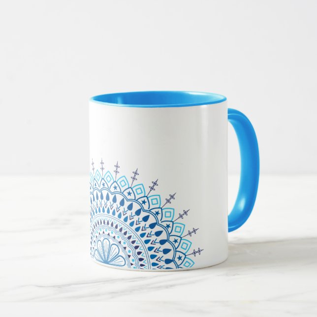 Caneca de café Blue Mandala (Frente Esquerda)