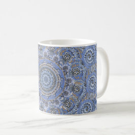 Caneca De Café Blue Mandala Com Palavras De Vida No Mar De Praia