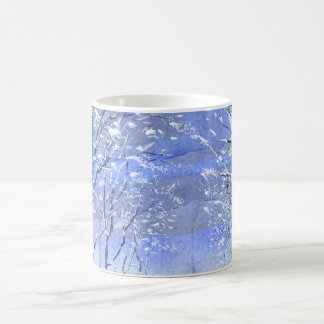 Caneca De Café Blue Minimal Winter Forest Watercolor Illustration