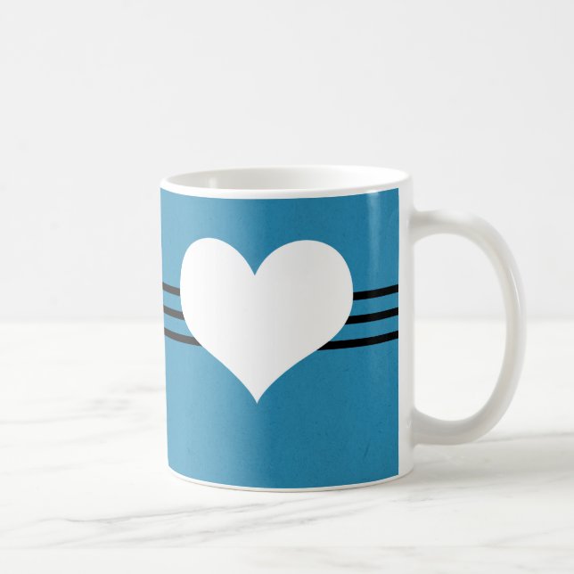 Caneca De Café Blue Modern Heart Mug (Direita)