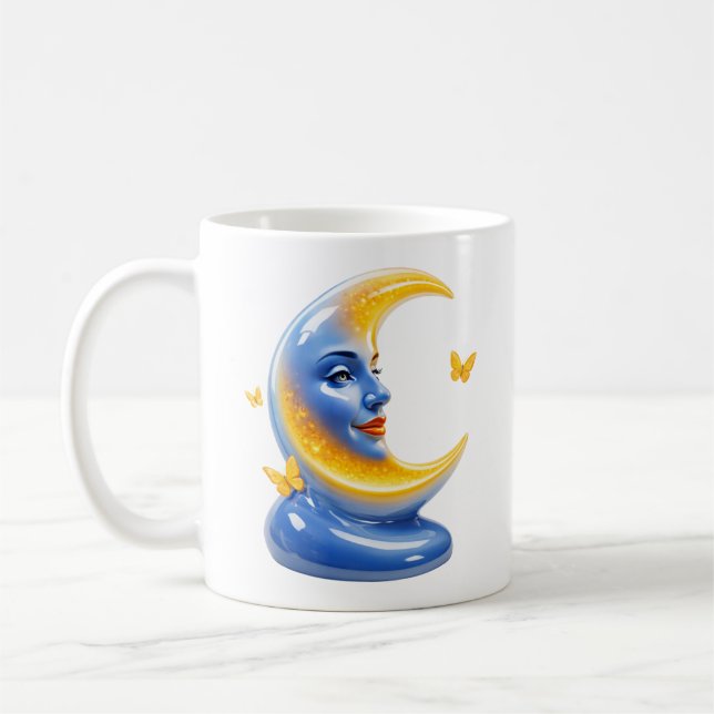 Caneca De Café Blue Moon Illustration Glossy Celestial (Esquerda)