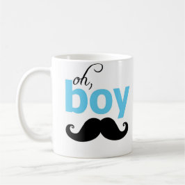 Caneca De Café Blue Oh Boy Mustache Statement Mug