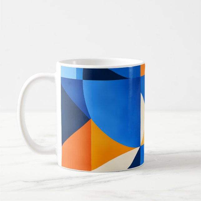 Caneca De Café Blue Orange Geometric Abstract (Esquerda)