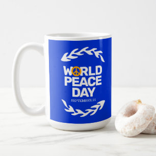 Caneca De Café Blue Orange World Peace Day Sign