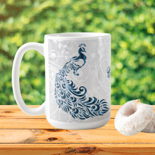Caneca De Café Blue Peacock Personalizado Coffee Mug