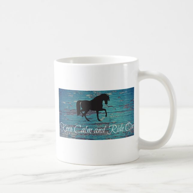 Caneca De Café Blue Peeled Paint Keep Calm and Ride On (Direita)