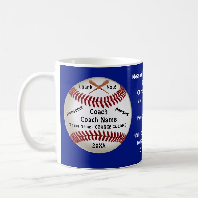 Caneca De Café Blue Personalizado, Treinador De Baseball Muito Ob (Esquerda)