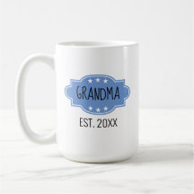 Blue Personalized Avó Est 20XX Add Photo Mug