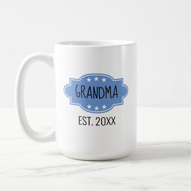 Caneca De Café Blue Personalized Avó Est 20XX Add Photo Mug (Esquerda)