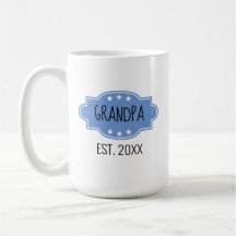Blue Personalized Grandpa Est 20XX Add Photo Mug