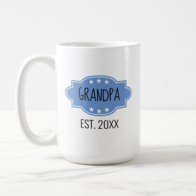 Caneca De Café Blue Personalized Grandpa Est 20XX Add Photo Mug (Esquerda)